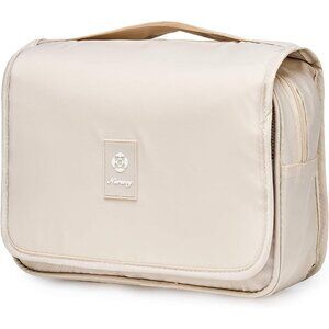 Hanging Travel Toiletry Bag Cosmetic Make up Organizer for Women Waterproof Tan
